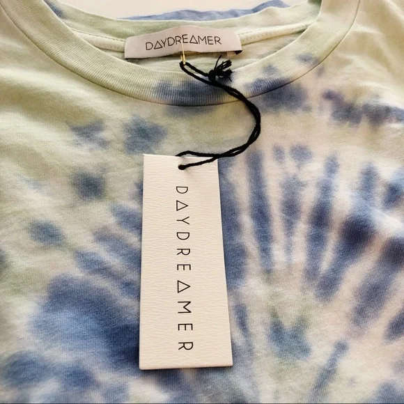 NWT DAYDREAMER 100% Cotton Green Iris Tie Dye Boxy Crop Tee Top Size Small - Picture 11 of 15